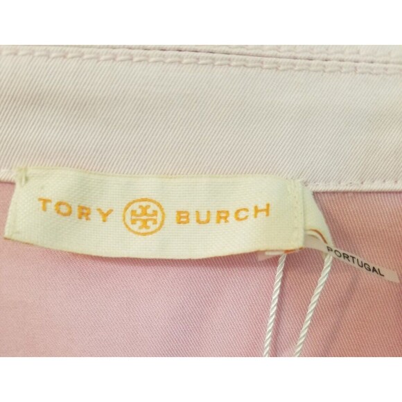 Tori Burch Cotton Twill Womens Pink Safari Button Front Short Sleeve Size 2 - Picture 2 of 7